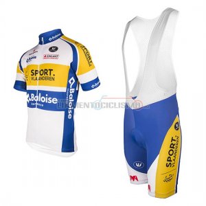 Abbigliamento Sport Vlaanderen Baloise 2016 Manica Corta E Pantaloncino Con Bretelle bianco e giallo