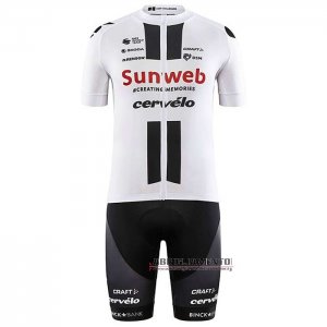 Abbigliamento Sunweb 2020 Manica Corta e Pantaloncino Con Bretelle Bianco