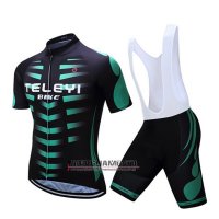 Abbigliamento Teleyi Bike 2019 Manica Corta e Pantaloncino Con Bretelle Verde Nero