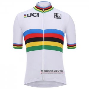 Abbigliamento UCI 2020 Manica Corta e Pantaloncino Con Bretelle Bianco Multicolore(1)