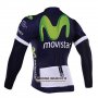 Abbigliamento Movistar Team 2017 Manica Lunga E Calzamaglia Con Bretelle Bianco E Blu