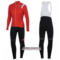 Abbigliamento Sportful 2016 Manica Lunga E Calzamaglia Con Bretelle Bianco E Rosso
