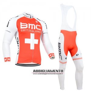 Abbigliamento Bmc 2014 Manica Lunga E Calza Abbigliamento Con Bretelle Arancione E Bianco