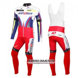 Abbigliamento Katusha 2016 Manica Lunga E Calza Abbigliamento Con Bretelle Bianco E Rosso