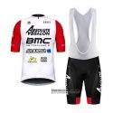 Abbigliamento BMC Absolute Absalon 2020 Manica Corta e Pantaloncino Con Bretelle Bianco Rosso