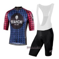 Abbigliamento Bianchi 2020 Manica Corta e Pantaloncino Con Bretelle Nero Blu Rosso
