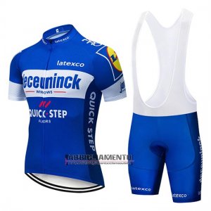 Abbigliamento Deceuninck Quick Step 2019 Manica Corta e Pantaloncino Con Bretelle Blu Bianco