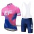 Abbigliamento EF Education First 2019 Manica Corta e Pantaloncino Con Bretelle Rosa Blu