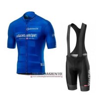 Abbigliamento Giro d'Italia 2019 Manica Corta e Pantaloncino Con Bretelle Blu