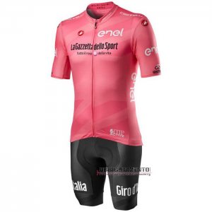 Abbigliamento Giro d\'Italia 2020 Manica Corta e Pantaloncino Con Bretelle Rosa