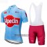 Abbigliamento Katusha Alpecin 2019 Manica Corta e Pantaloncino Con Bretelle Blu Rosso