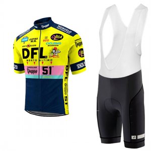 Abbigliamento Morvelo DFL 2017 Manica Corta e Pantaloncino Con Bretelle giallo