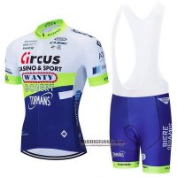 Abbigliamento Wanty-Gobert Cycling Team 2021 Manica Corta e Pantaloncino Con Bretelle Blu Bianco Giallo