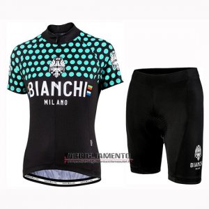 Donne Abbigliamento Bianchi Dot 2019 Manica Corta e Pantaloncino Con Bretelle Nero Verde