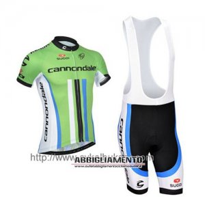 Abbigliamento Cannondale Garmin 2014 Manica Corta E Pantaloncino Con Bretelle Verde E Bianco