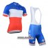 Abbigliamento Fdj 2014 Manica Corta E Pantaloncino Con Bretelle Blu E Bianco