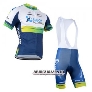 Abbigliamento Orica GreenEDGE 2014 Manica Corta E Pantaloncino Con Bretelle edge Bianco E Blu