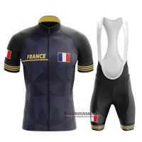 Abbigliamento Campione Francia 2020 Manica Corta e Pantaloncino Con Bretelle Scuro Blu Giallo