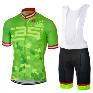 Abbigliamento Castelli 2017 Manica Corta e Pantaloncino Con Bretelle aceso verde