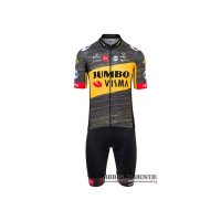 Abbigliamento Jumbo Visma 2021 Manica Corta e Pantaloncino Con Bretelle Nero Giallo