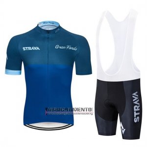 Abbigliamento STRAVA 2019 Manica Corta e Pantaloncino Con Bretelle Spento Blu