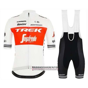 Abbigliamento Trek Segafredo 2019 Manica Corta e Pantaloncino Con Bretelle Bianco Rosso