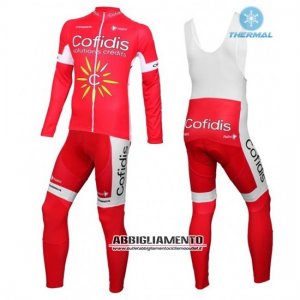 Abbigliamento Cofidis 2016 Manica Lunga E Calzamaglia Con Bretelle Bianco E Rosso