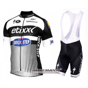 Abbigliamento Etixx Quick Step 2016 Manica Corta E Pantaloncino Con Bretelle Bianco E Nero