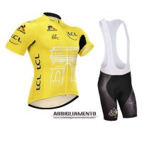 Abbigliamento Tour De France 2015 Manica Corta E Pantaloncino Con Bretelle Giallo