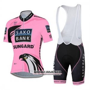 Donne Abbigliamento Saxo Bank 2015 Manica Corta E Pantaloncino Con Bretelle Fuxia E Nero