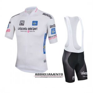 Abbigliamento Giro d\'Italia 2016 Manica Corta E Pantaloncino Con Bretelle Bianco E Blu