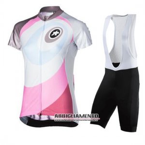 Donne Abbigliamento Assos 2016 Manica Corta E Pantaloncino Con Bretelle Bianco E Fuxia