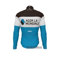 Abbigliamento Ag2r La Mondiale 2019 Manica Lunga e Calzamaglia Con Bretelle Nero Bianco Blu