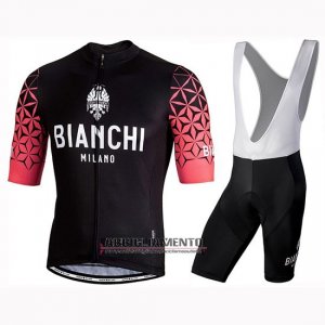 Abbigliamento Bianchi Milano Conca 2019 Manica Corta e Pantaloncino Con Bretelle Nero Rosso