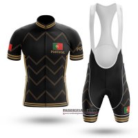 Abbigliamento Campione Portugal 2020 Manica Corta e Pantaloncino Con Bretelle Nero Giallo