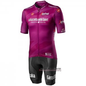 Abbigliamento Giro d\'Italia 2020 Manica Corta e Pantaloncino Con Bretelle Fuxia