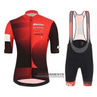 Abbigliamento Tour de Suisse 2019 Manica Corta e Pantaloncino Con Bretelle Rosso Nero