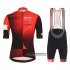 Abbigliamento Tour de Suisse 2019 Manica Corta e Pantaloncino Con Bretelle Rosso Nero