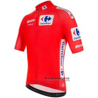 Abbigliamento Vuelta Espana 2020 Manica Corta e Pantaloncino Con Bretelle Rosso