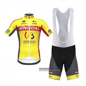 Abbigliamento Wallonie Bruxelles 2020 Manica Corta e Pantaloncino Con Bretelle Giallo Rosso