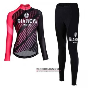 Donne Abbigliamento Bianchi Milano Catria Manica Lunga e Calzamaglia Con Bretelle Nero Rosa