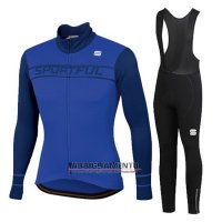 Donne Abbigliamento Sportful 2020 Manica Lunga e Calzamaglia Con Bretelle Blu