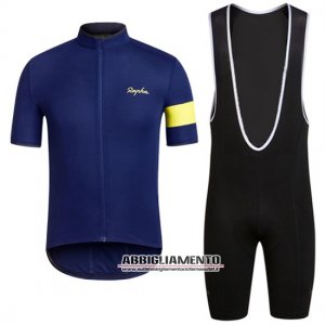 Abbigliamento Rapha 2016 Manica Corta E Pantaloncino Con Bretelle Blu E Nero