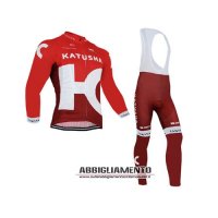 Abbigliamento Katusha 2016 Manica Lunga E Calza Abbigliamento Con Bretelle Bianco E Rosso