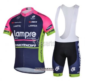 Abbigliamento Lampre 2014 Manica Corta E Pantaloncino Con Bretelle Blu E Rosso