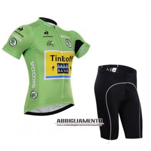 Abbigliamento Tour De France 2015 Manica Corta E Pantaloncino Con Bretelle lider saxobank Verde