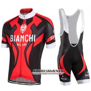 Abbigliamento Bianchi 2016 Manica Corta E Pantaloncino Con Bretelle Nero E Rosso