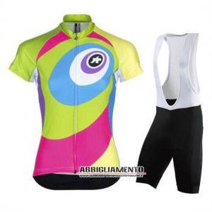 Donne Abbigliamento Assos 2016 Manica Corta E Pantaloncino Con Bretelle Verde E Blu