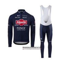 Abbigliamento Alpecin Fenix 2020 Manica Lunga e Calzamaglia Con Bretelle Blu Rosso