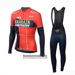 Abbigliamento Bahrain Merida 2019 Manica Lunga e Calzamaglia Con Bretelle Rosso(2)